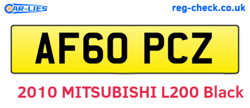 AF60PCZ are the vehicle registration plates.