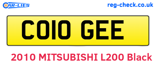 CO10GEE are the vehicle registration plates.