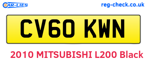 CV60KWN are the vehicle registration plates.