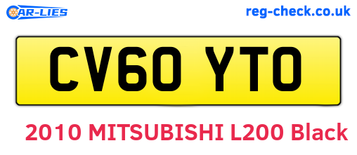 CV60YTO are the vehicle registration plates.