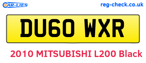 DU60WXR are the vehicle registration plates.