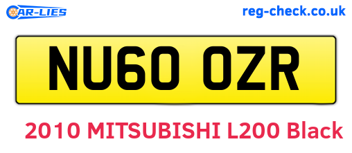 NU60OZR are the vehicle registration plates.