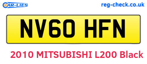 NV60HFN are the vehicle registration plates.