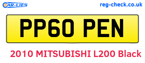 PP60PEN are the vehicle registration plates.