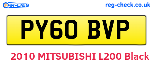 PY60BVP are the vehicle registration plates.