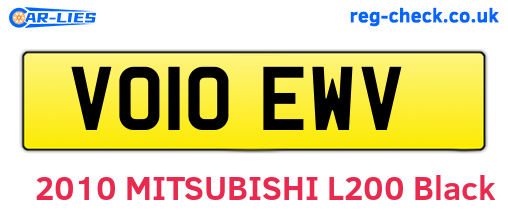 VO10EWV are the vehicle registration plates.