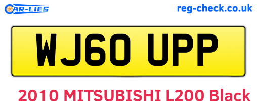 WJ60UPP are the vehicle registration plates.