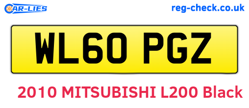 WL60PGZ are the vehicle registration plates.