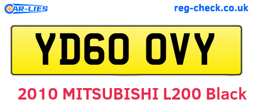 YD60OVY are the vehicle registration plates.