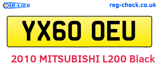 YX60OEU are the vehicle registration plates.