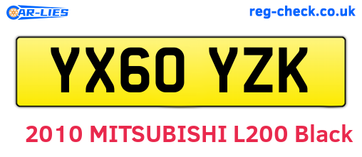 YX60YZK are the vehicle registration plates.
