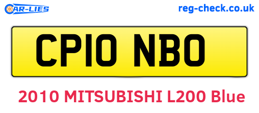 CP10NBO are the vehicle registration plates.