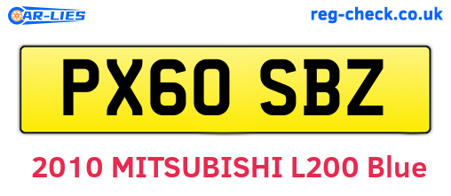 PX60SBZ are the vehicle registration plates.