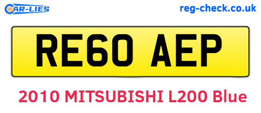 RE60AEP are the vehicle registration plates.
