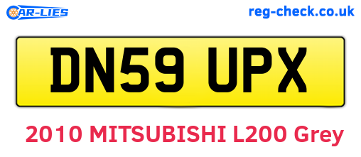 DN59UPX are the vehicle registration plates.