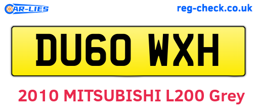 DU60WXH are the vehicle registration plates.
