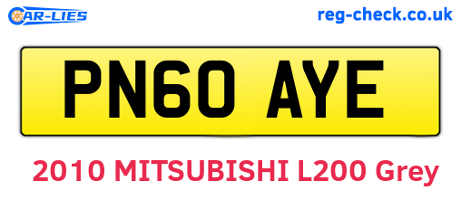 PN60AYE are the vehicle registration plates.