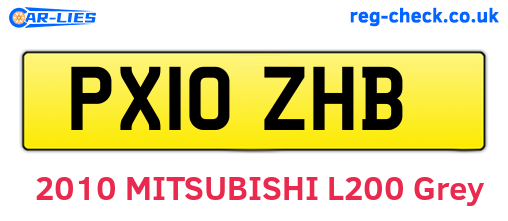 PX10ZHB are the vehicle registration plates.