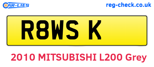R8WSK are the vehicle registration plates.