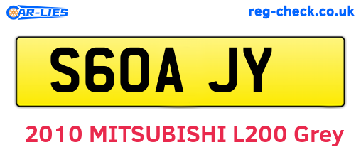 S60AJY are the vehicle registration plates.