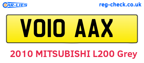 VO10AAX are the vehicle registration plates.