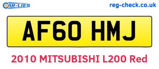 AF60HMJ are the vehicle registration plates.