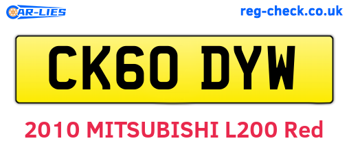 CK60DYW are the vehicle registration plates.