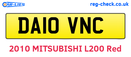 DA10VNC are the vehicle registration plates.