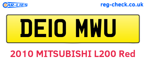 DE10MWU are the vehicle registration plates.