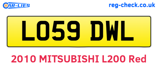 LO59DWL are the vehicle registration plates.