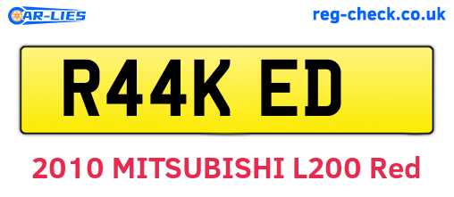 R44KED are the vehicle registration plates.