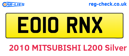 EO10RNX are the vehicle registration plates.