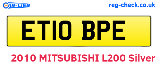 ET10BPE are the vehicle registration plates.