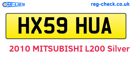 HX59HUA are the vehicle registration plates.
