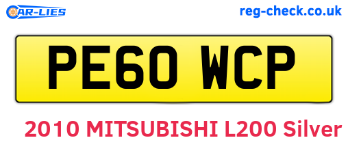 PE60WCP are the vehicle registration plates.