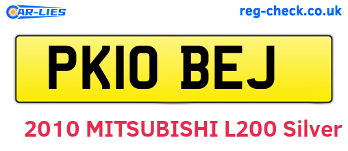 PK10BEJ are the vehicle registration plates.