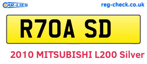 R70ASD are the vehicle registration plates.