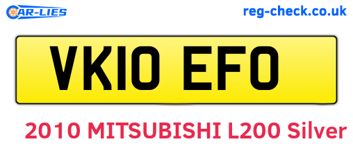 VK10EFO are the vehicle registration plates.