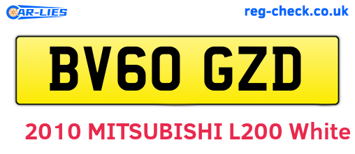 BV60GZD are the vehicle registration plates.