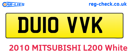 DU10VVK are the vehicle registration plates.