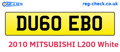 DU60EBO are the vehicle registration plates.