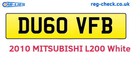 DU60VFB are the vehicle registration plates.