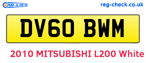 DV60BWM are the vehicle registration plates.