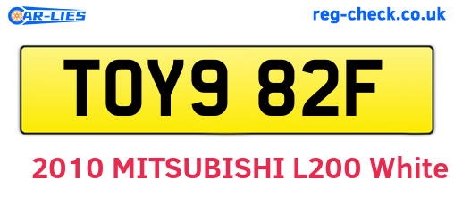 TOY982F are the vehicle registration plates.