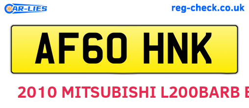 AF60HNK are the vehicle registration plates.