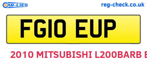 FG10EUP are the vehicle registration plates.