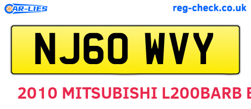 NJ60WVY are the vehicle registration plates.
