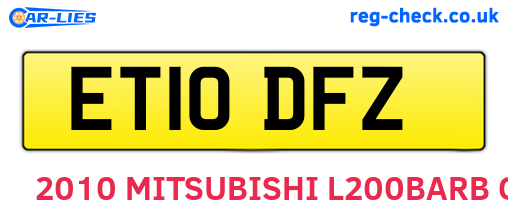 ET10DFZ are the vehicle registration plates.