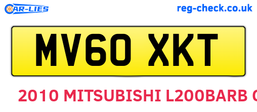 MV60XKT are the vehicle registration plates.