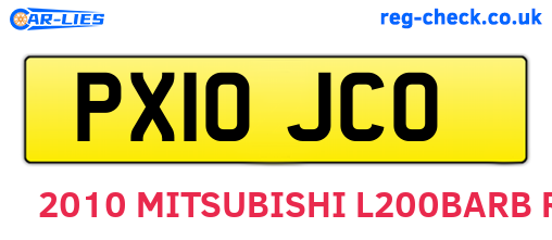 PX10JCO are the vehicle registration plates.